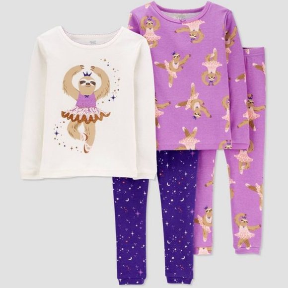 Carter's Other - WT 4 piece Pajama Set Ballerina Sloth Sz 2T